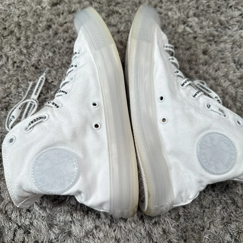 White Converse High Tops with Clear Sole  Size 8/10